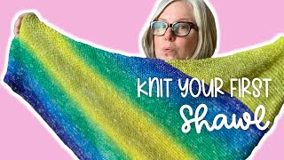 How to Knit a Triangle Shawl for Beginners  4 Easy Steps [upl. by Liryc]