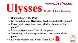 Ulysses Poem by Alfred lord Tennyson In Urdu and Hindi Summary CA Themes Style LA Notes PDF [upl. by Anitan]