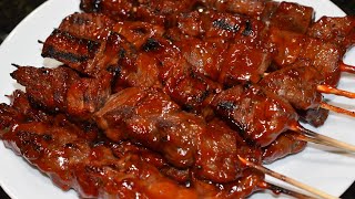 Beef BBQ on Bamboo Stick Recipe Filipino Style [upl. by Gerri]