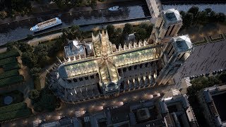 Watch a flythrough animation of NotreDame rebuilt with a reconstructed spire and glass roof [upl. by Marie-Jeanne]