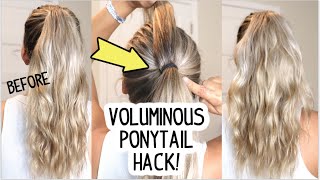 1 MINUTE PERFECT PONYTAIL HACK Lots of Volume [upl. by Ecinehs]