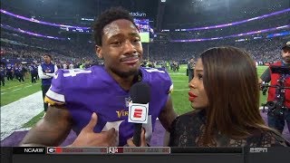 Stefon Diggs Emotional Postgame Field Interview  Saints vs Vikings  Jan 14 2018 [upl. by Jacqueline732]