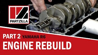 Yamaha R6 Engine Rebuild Part 2 636 Wiseco Piston Install to Head Install  Partzillacom [upl. by Wilton]