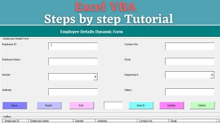 Excel VBA UserForm  Add Data  Reset  Exit  Search  Update  Delete [upl. by Dahc]