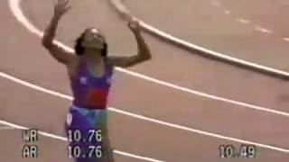 W 100m  Florence GriffithJoyner  1049  Indianapolis USA  1988  World Record [upl. by Aihsenet]