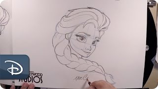 HowTo Draw Elsa From Frozen  Disneys Hollywood Studios [upl. by Llenyaj]