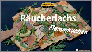 Flammkuchen mit Räucherlachs Avocado und Rucola [upl. by Madaih955]