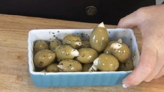 GarlicStuffed Olives Recipe  Italian Appetizers [upl. by Zilla]