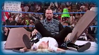 BB gets powerbombed through a table by Bubba Ray Dudley SmackDown Feb 10 2000 [upl. by Ocker388]