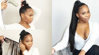 Invisible SLICK ponytail  DETAILED amp EASY  Boss Xtend Mink Straight [upl. by Neibart]