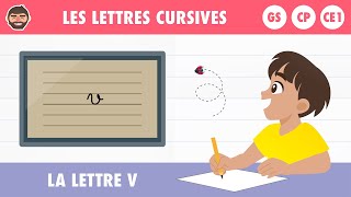 Comment écrire la lettre V en attaché  Écriture cursive minuscule maternelle  CP  IEF [upl. by Ahtoelc]