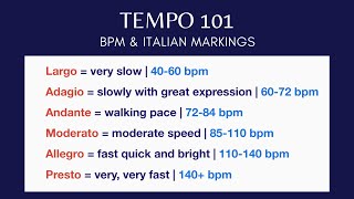 Tempo 101  BPM amp Italian Markings [upl. by Jessabell]