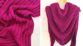 HOW TO CROCHET A TRIANGLE SHAWL  Easy crochet shawl tutorial [upl. by Htnamas]