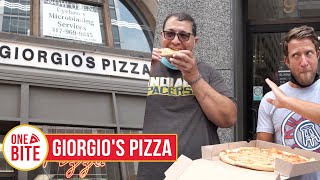 Barstool Pizza Review  Giorgios Pizza Indianapolis IN [upl. by Gnaht]