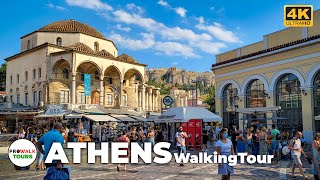 Athens Greece Walking Tour  4K  with Captions amp Binaural Audio [upl. by Damien572]