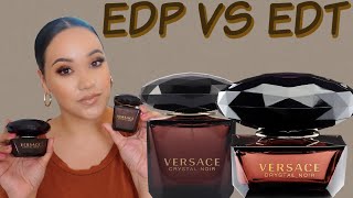 VERSACE CRYSTAL NOIR EDT VS EDP COMPARISON amp REVIEW  MY PERFUME COLLECTION 2021 [upl. by Abibah]