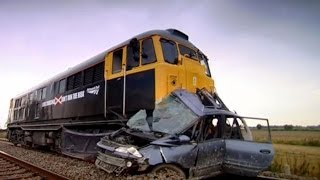 Car hit by train  Safety Message HQ  Top Gear  Series 9  BBC [upl. by Kynan175]