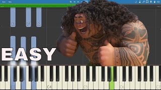 How to play Youre Welcome  EASY Piano Tutorial  Moana Soundtrack  Dwayne Johnson [upl. by Annawad]