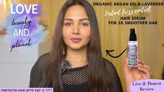 Unsponsored Review of Love beauty amp planet Argan oil amp lavender frizz control serum  newlaunch [upl. by Jimmy]