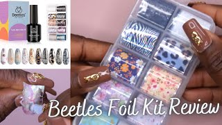 Beetles Nail Foil Glue Kit Review  How to Apply Nail Foils Detailed Tutorial  Shein Nail Foils [upl. by Euqinamod]