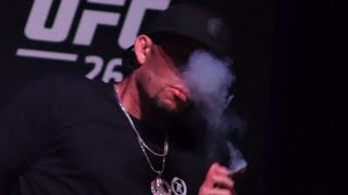 Nate Diaz throws JOINT to crowd and offers Moreno a PUFF [upl. by Bourn468]