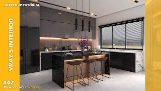 Kitchen room  Sketchup tutorial  Vray 5 Sketchup interior 42 [upl. by Cutter230]