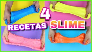 4 RECETAS PARA HACER SLIME  SLIME FÁCIL Y SIN BÓRAX  NatyGloss [upl. by Leifer]