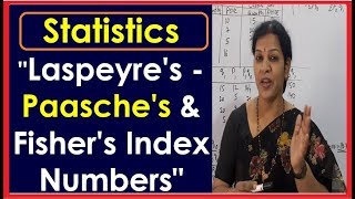 quotLaspeyres  Paasches amp Fishers Index Numbersquot Problems amp Solutions in Statistics [upl. by Ymas951]