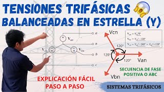 FUENTES TRIFASICAS BALANCEADAS en ESTRELLA 💥 SECUENCIA de FASES POSITIVA y NEGATIVA Paso a PASO [upl. by Yenhoj]