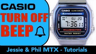 How to turn hourly Beep OFF  ON on CASIO Collection Retro unisex A168WA one minute tuto 4k [upl. by Gnilsia]