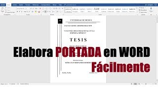 CÓMO HACER UNA PORTADA EN WORD FÁCILMENTE [upl. by Suoivatram]