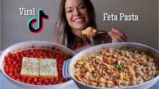 Baked Feta Pasta MUKBANG Viral TikTok Recipe [upl. by Leddy633]