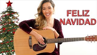 Feliz Navidad  EASY Guitar Tutorial with Play Along [upl. by Hcab]