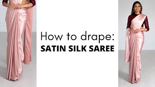 SAREE HACKS How to Drape Satin Silk Saree  How to Wear Saree for Beginners  Tia Bhuva [upl. by Anyd]