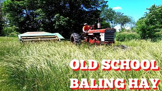 Baling Hay with Old School Equipment [upl. by Eetnahs635]