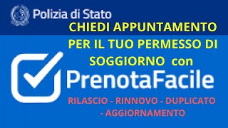 NUOVO MODO PER PRENOTARE APPUNTAMENTO RILASCIO RINNOVO AGGIORNAMENTO DEL PERMESSO DI SOGGIORNO [upl. by Massey]