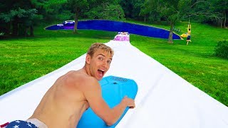 WORLDS BIGGEST BACKYARD WATERSLIDE [upl. by Kcirednek]