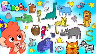 Club Baboo  The Animal Alphabet  Learn the ABC with Baboos cartoon animals [upl. by Dorie]