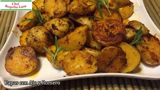 PAPAS AL HORNO CON AJO Y ROMERO DELICIOSA RECETA [upl. by Docilla]