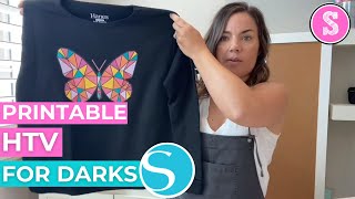 ❤️ How to Use Printable HTV for Darks Shirts  Silhouette Print and Cut [upl. by Lad]