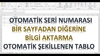 Excel sayfalar arasında otomatik bilgi aktarma [upl. by Anaul]