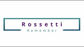 Remember by Christina Rossetti [upl. by Attenaej902]