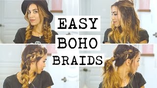 4 Easy Boho Braid Hairstyles [upl. by Ekard]