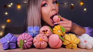 ASMR FLOWER RICE CAKE PEACH RICE CAKE PEONY NERIKIRI WAGASHI MOCHI MUKBANG 먹방 EATING SOUNDS [upl. by Atnauqahs76]