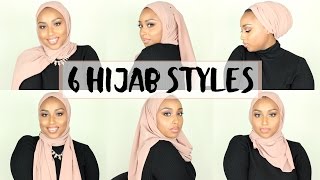 6 SIMPLE HIJAB STYLES USING 1 SCARF  Aysha Abdul [upl. by Eylloh]