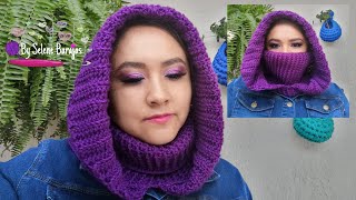 💜Cuello con GORRO tipo capucha 💜crochet [upl. by Lacram6]