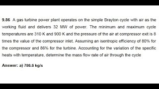 Thermodynamics Mech3001  Week 9  Problem 2 986 [upl. by Durnan869]