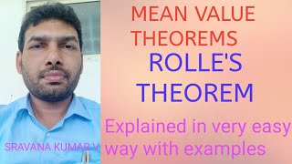 ROLLES THEOREM IN TELUGU statement and Problems [upl. by Anovahs]