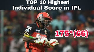 Top 10 highest individual score in IPL 2008 to 2018 [upl. by Somar301]