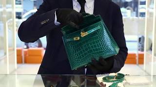 Hermès Archive Vert Emerald Alligator Kelly 25 Sellier with Gold Hardware [upl. by Agneta]